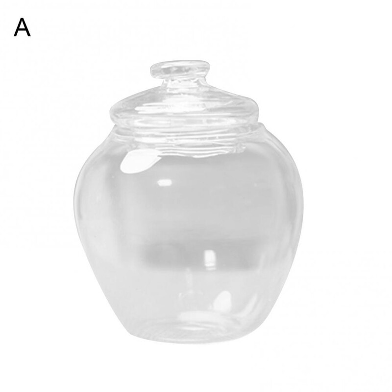 1 vnt. mini stiklinis saldainių butelis Išskirtinis lėlių namelis, miniatiūrinis modeliavimo laikiklis, gali modeliuoti žaislus Stiklinis lėlių namelis saldainių indelis namų dekoras