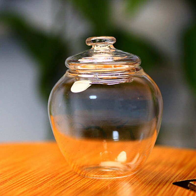 1 vnt. mini stiklinis saldainių butelis Išskirtinis lėlių namelis, miniatiūrinis modeliavimo laikiklis, gali modeliuoti žaislus Stiklinis lėlių namelis saldainių indelis namų dekoras