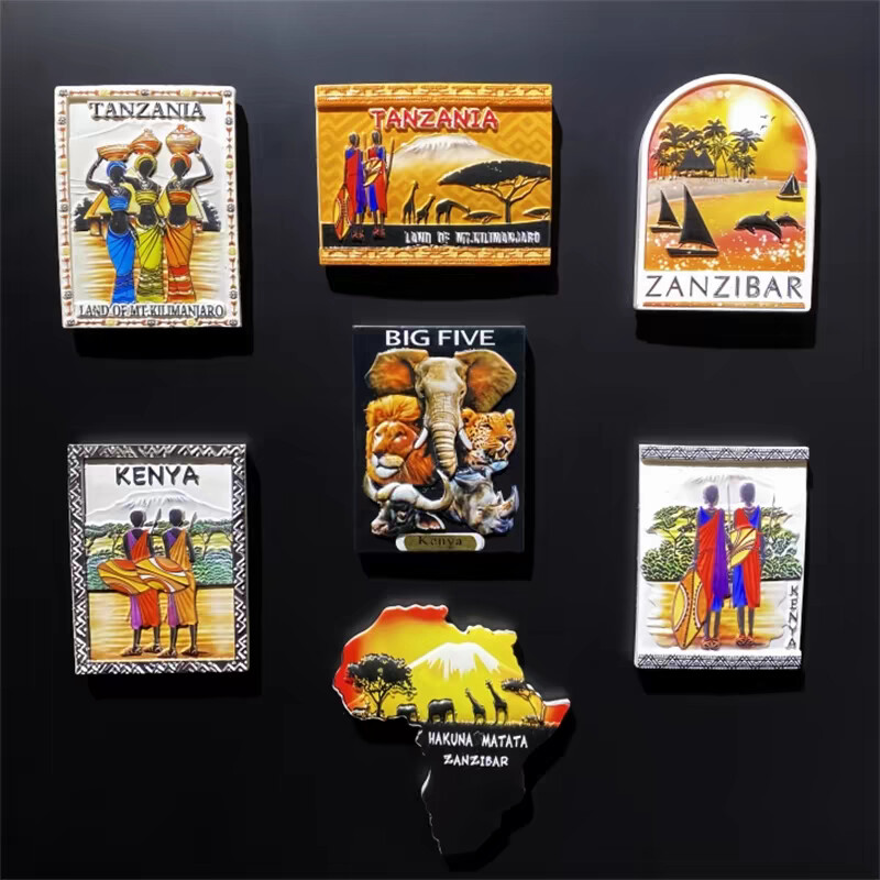 Africa Tanzania Suvenir turistic Autocolant magnetic Frigider Articole de decorare pentru frigider Articole de artizanat Cadouri