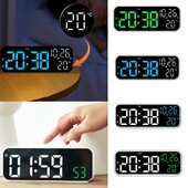 Ceas cu alarmă digital Data și temperatură Afișare săptămâna Mod noapte Ceas de masă Comandă vocală Ceasuri cu LED electronice cu alarmă 12/24 ore