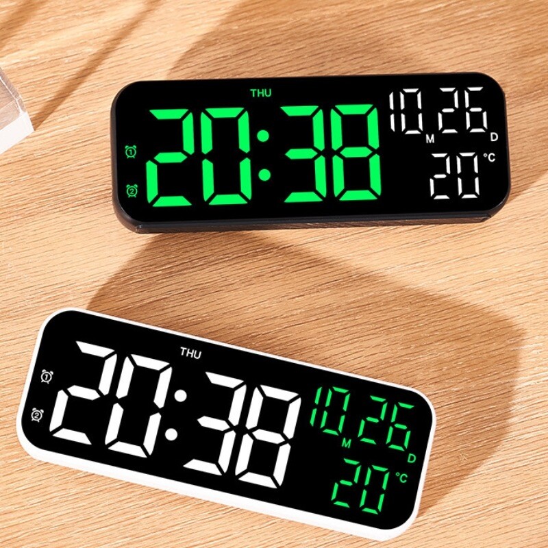 Ceas cu alarmă digital Data și temperatură Afișare săptămâna Mod noapte Ceas de masă Comandă vocală Ceasuri cu LED electronice cu alarmă 12/24 ore