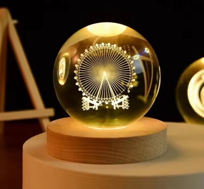 NOU 6 cm 3D Minge de Cristal Planetă Lumină de Noapte Gravat Laser Sistem Solar Glob Astronomie Festival Cadouri Decorare Desktop pentru Acasă