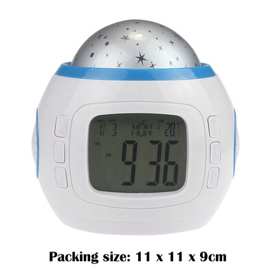 Ceas cu alarmă cu muzică Schimbarea culorii Sky Star Proiector Lampă de noapte Calendar strălucitor Afișare temperatură Cronometru Ceas pentru copii