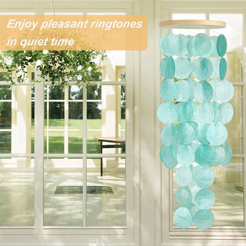 Clopoței de vânt pentru exterior - Shells Windchime Decor în stil costier pentru interior/exterior, decor de grădină, excelent pentru femei