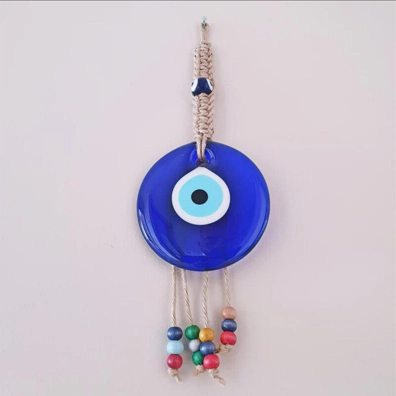 Ochi norocos de sticlă albastru turcesc Evil Eye Pandantiv cu mărgele multicolore agățat pe perete Decorat manual pentru casă living, cadou mașină