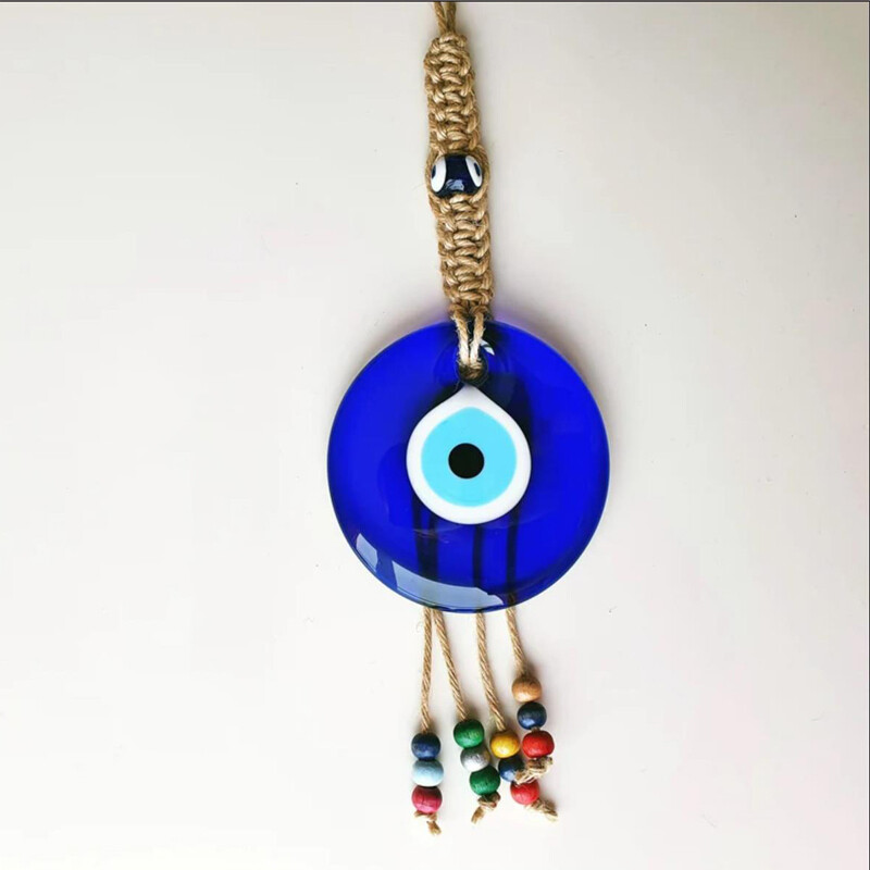 Ochi norocos de sticlă albastru turcesc Evil Eye Pandantiv cu mărgele multicolore agățat pe perete Decorat manual pentru casă living, cadou mașină