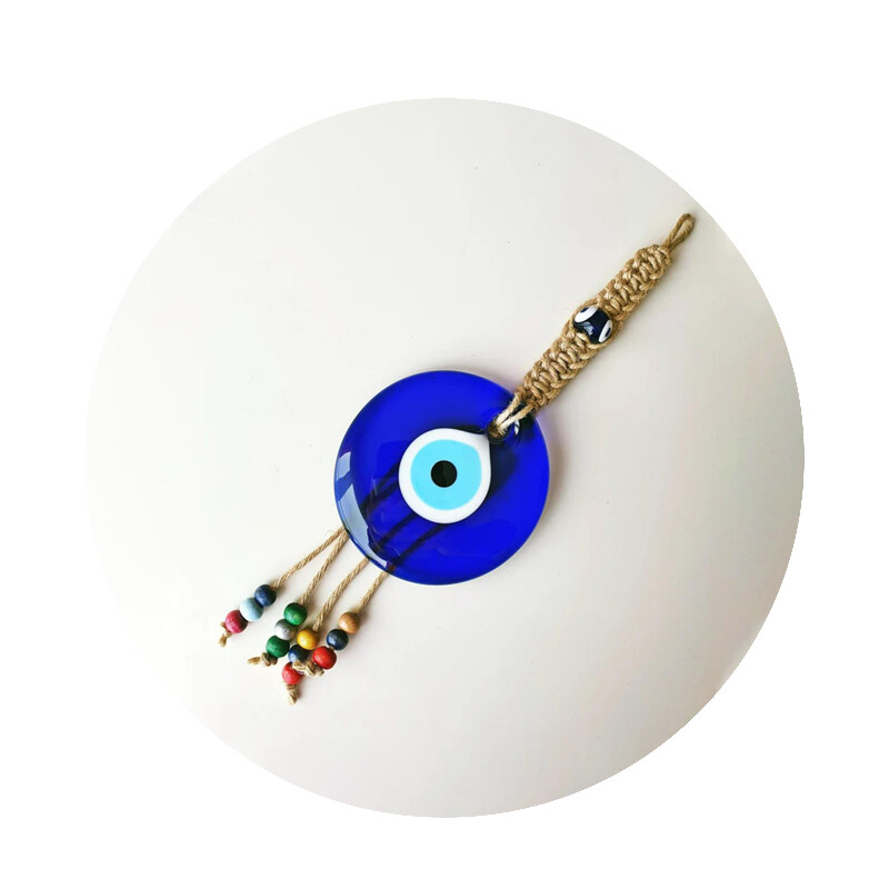 Ochi norocos de sticlă albastru turcesc Evil Eye Pandantiv cu mărgele multicolore agățat pe perete Decorat manual pentru casă living, cadou mașină
