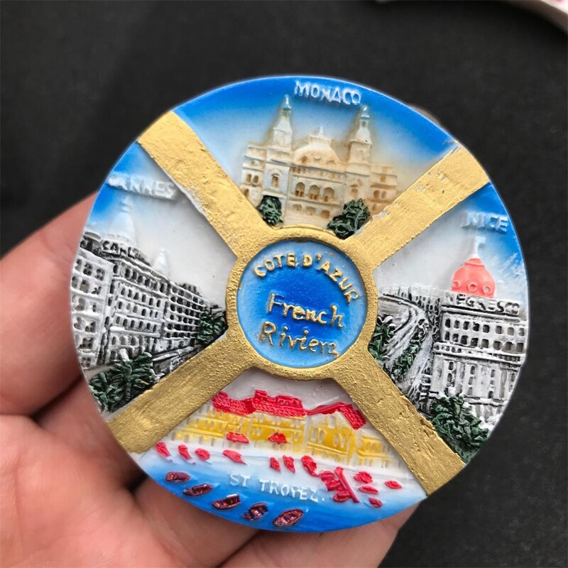 Magneți magnetici pentru frigider Monaco, Franța, Austria, Grecia, suveniruri turistice, rășină 3D, autocolant magnetic pentru decorarea casei