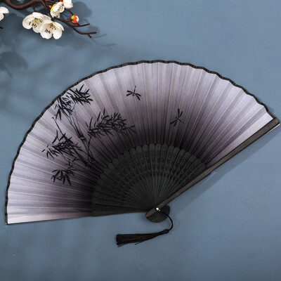 Ventilator de mână, pliabil, mătase, tăiței, evantai din bambus, oase, halloween, accesoriu pentru cosplay, decorațiuni pentru nuntă de Crăciun, cadouri de petrecere, meșteșuguri artistice