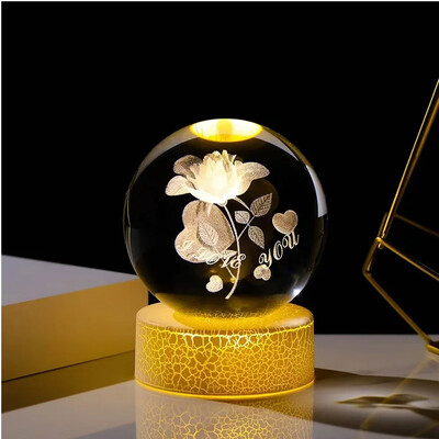 Lampă de noptieră Tema solară Seria Cosmos 6cm Globe de cristal Lumină de noapte Calea Lactee Planetă Lună Ornament mic pentru birou Cadou creativ