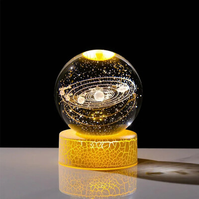 Lampă de noptieră Tema solară Seria Cosmos 6cm Globe de cristal Lumină de noapte Calea Lactee Planetă Lună Ornament mic pentru birou Cadou creativ