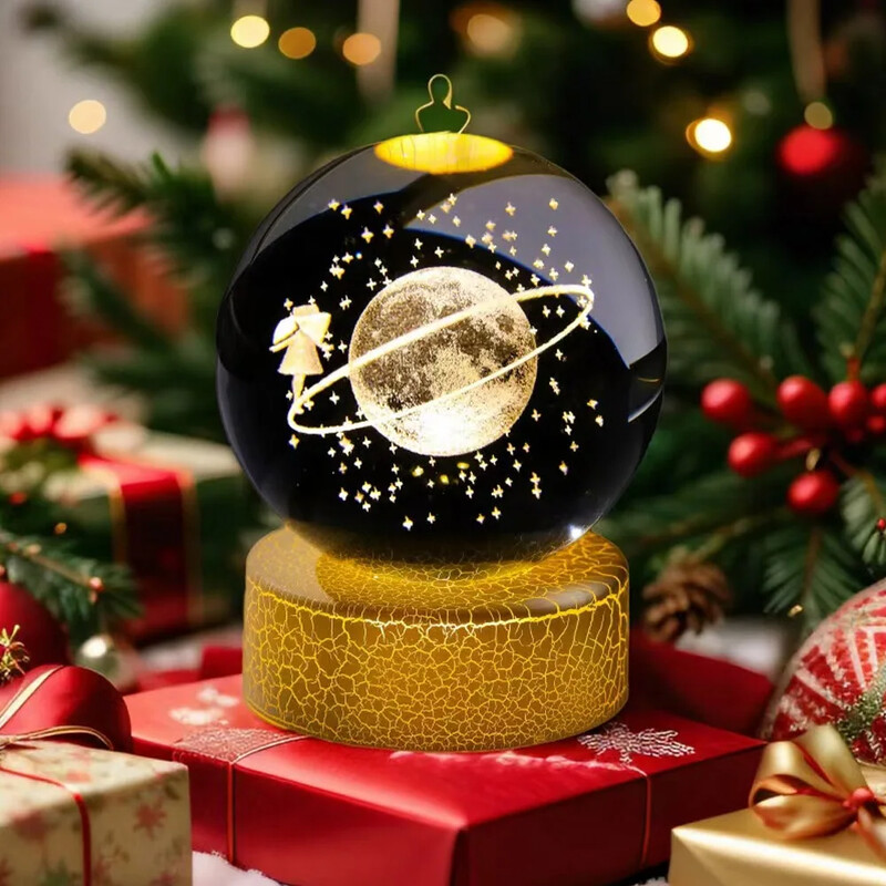 Lampă de noptieră Tema solară Seria Cosmos 6cm Globe de cristal Lumină de noapte Calea Lactee Planetă Lună Ornament mic pentru birou Cadou creativ