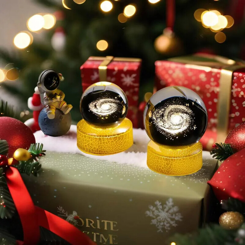 Lampă de noptieră Tema solară Seria Cosmos 6cm Globe de cristal Lumină de noapte Calea Lactee Planetă Lună Ornament mic pentru birou Cadou creativ