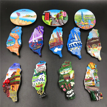 Taiwan Resin 3D Decorative Magnets Tapei City 101 Jioufen Χάρτης Yeliou Geo-Park Taiwan Souvenir Magnet Ψυγείο Δώρα διακόσμηση