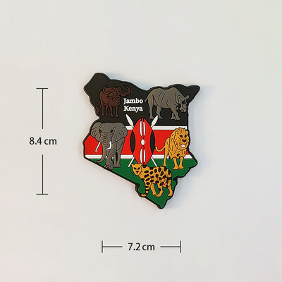 Africa,Kenia,Cinci fiare,steagul național,Stereoscopic 3D,Suveniruri turistice,Pictură pe rășină,Decor pentru casă,Magneți de frigider