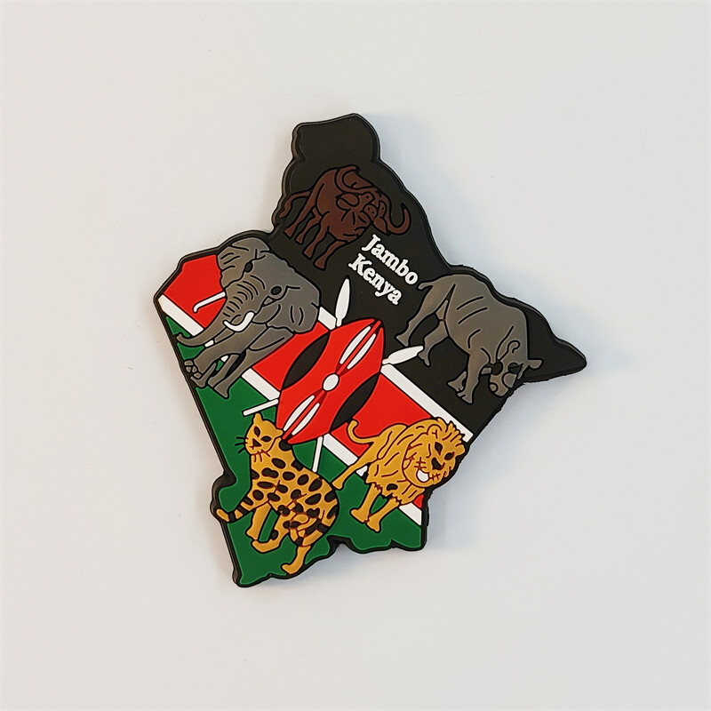 Africa，Kenia，Cinci fiare，steagul național，Stereoscopic 3D，Suveniruri turistice，Pictură pe rășină，Decor pentru casă，Magneți de frigider