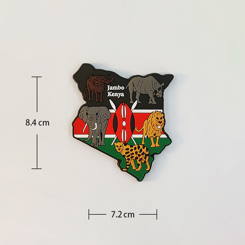 Africa，Kenia，Cinci fiare，steagul național，Stereoscopic 3D，Suveniruri turistice，Pictură pe rășină，Decor pentru casă，Magneți de frigider