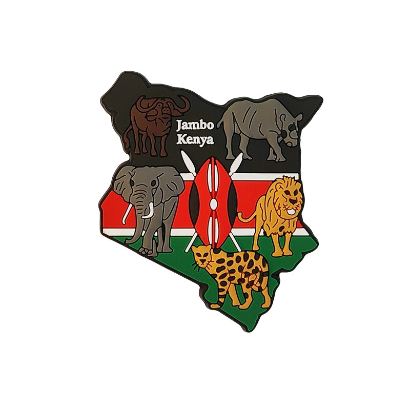 Africa，Kenia，Cinci fiare，steagul național，Stereoscopic 3D，Suveniruri turistice，Pictură pe rășină，Decor pentru casă，Magneți de frigider