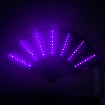 Ventilator de mână pliabil cu lumină LED, strălucitoare, fluorescentă, decolorare, performanță nocturnă, DJ, bar, club, decor pentru petreceri, fără baterie