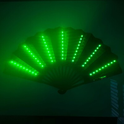 Ventilator de mână pliabil cu lumină LED, strălucitoare, fluorescentă, decolorare, performanță nocturnă, DJ, bar, club, decor pentru petreceri, fără baterie