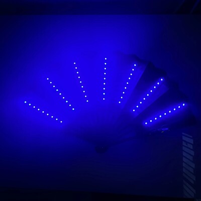 Ventilator de mână pliabil cu lumină LED, strălucitoare, fluorescentă, decolorare, performanță nocturnă, DJ, bar, club, decor pentru petreceri, fără baterie