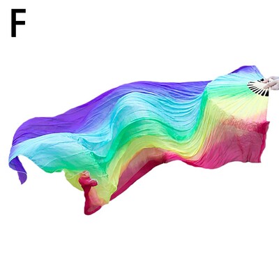 Lungime de 150 cm Vânzare la cald Ms.Belly Dancing Fan Gradient Culoare Dansator Practică lungă imitație de dans Props Evantai de mătase