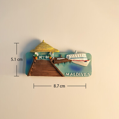 Maldive, vedere la plajă și la mare, turism popular, stereoscopic 3D, meșteșuguri, comemorare de călătorie, decorare pentru casă, magneți de frigider