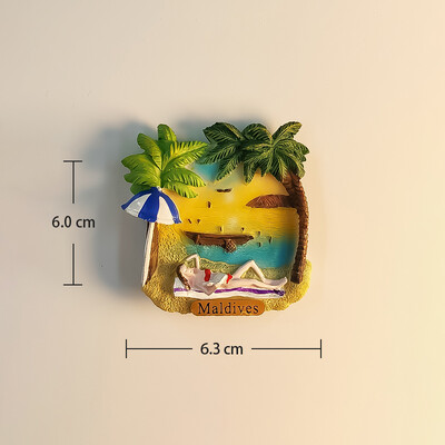 Maldive, vedere la plajă și la mare, turism popular, stereoscopic 3D, meșteșuguri, comemorare de călătorie, decorare pentru casă, magneți de frigider