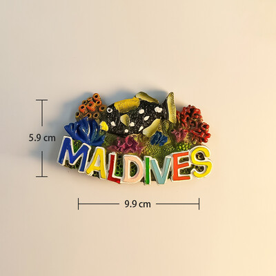 Maldive, vedere la plajă și la mare, turism popular, stereoscopic 3D, meșteșuguri, comemorare de călătorie, decorare pentru casă, magneți de frigider