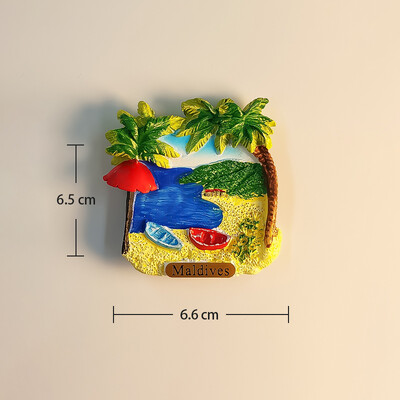 Maldive, vedere la plajă și la mare, turism popular, stereoscopic 3D, meșteșuguri, comemorare de călătorie, decorare pentru casă, magneți de frigider