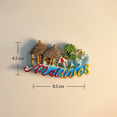 Maldive, vedere la plajă și la mare, turism popular, stereoscopic 3D, meșteșuguri, comemorare de călătorie, decorare pentru casă, magneți de frigider