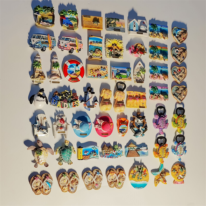 Maldive, vedere la plajă și la mare, turism popular, stereoscopic 3D, meșteșuguri, comemorare de călătorie, decorare pentru casă, magneți de frigider