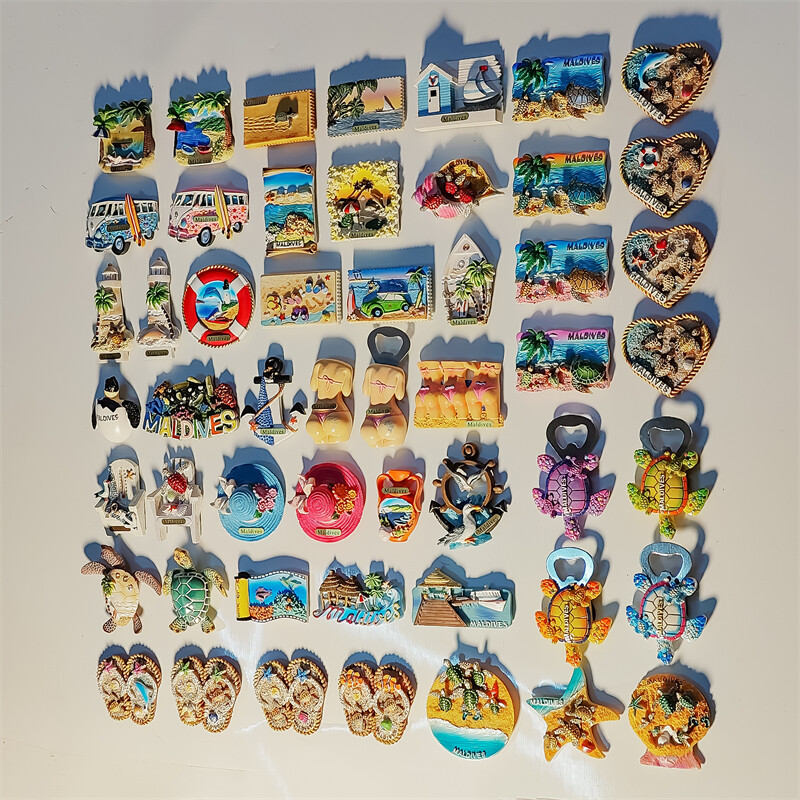 Maldive, vedere la plajă și la mare, turism popular, stereoscopic 3D, meșteșuguri, comemorare de călătorie, decorare pentru casă, magneți de frigider