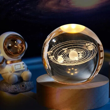 Αξεσουάρ γραφείου 3D Moon Crystal Glass Globe Creative Clear Galaxy Saturn Crystal Sphere κομοδίνο Night Light House Αξεσουάρ γραφείου