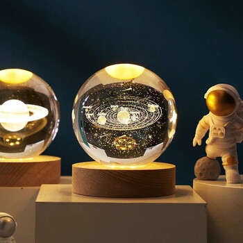 Αξεσουάρ γραφείου 3D Moon Crystal Glass Globe Creative Clear Galaxy Saturn Crystal Sphere κομοδίνο Night Light House Αξεσουάρ γραφείου