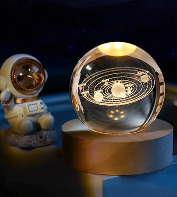 Αξεσουάρ γραφείου 3D Moon Crystal Glass Globe Creative Clear Galaxy Saturn Crystal Sphere κομοδίνο Night Light House Αξεσουάρ γραφείου