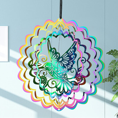 Gradient de culoare Colibri Wind Spinner Chimes Catcher Floarea-soarelui 3D Whirligigs Efect vizual magic Agățat curte Decor de grădină