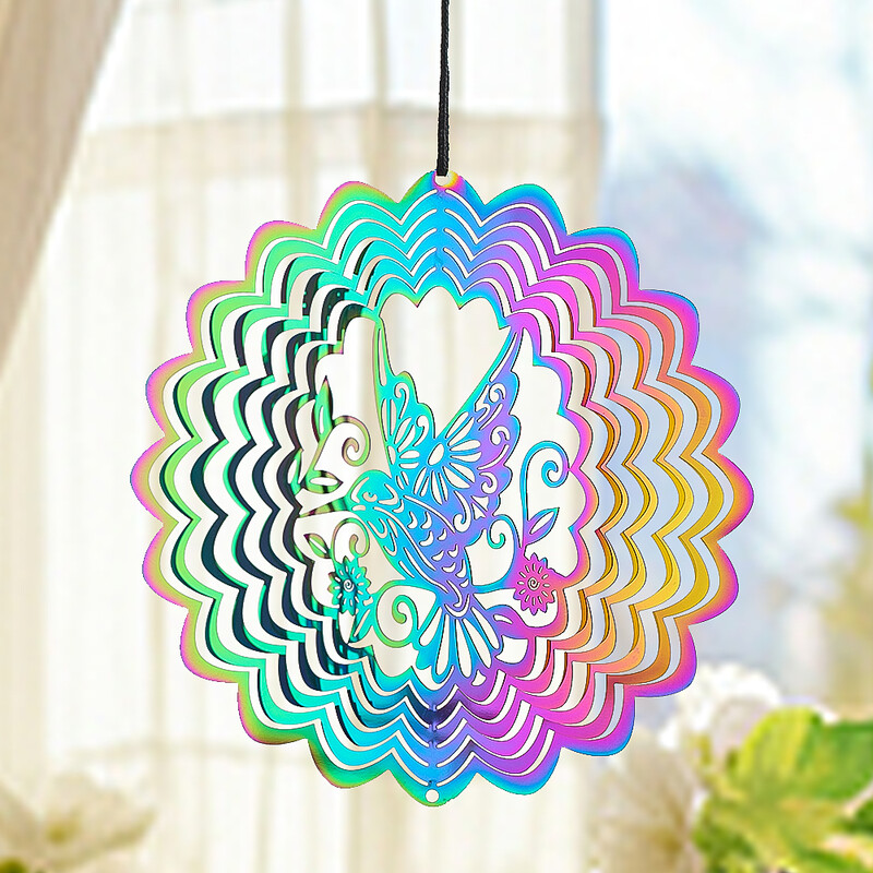 Gradient de culoare Colibri Wind Spinner Chimes Catcher Floarea-soarelui 3D Whirligigs Efect vizual magic Agățat curte Decor de grădină