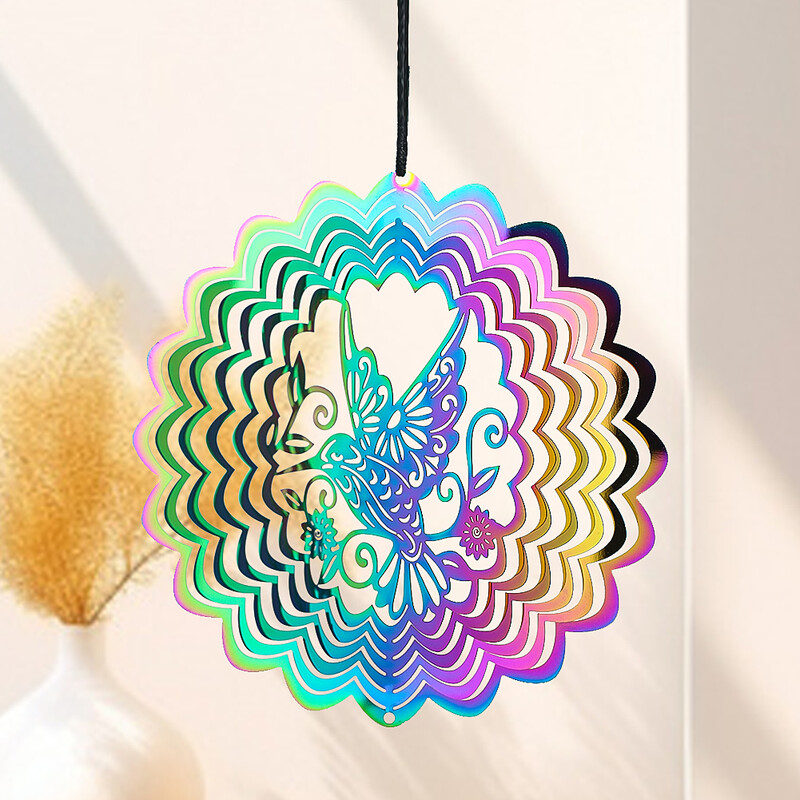 Gradient de culoare Colibri Wind Spinner Chimes Catcher Floarea-soarelui 3D Whirligigs Efect vizual magic Agățat curte Decor de grădină