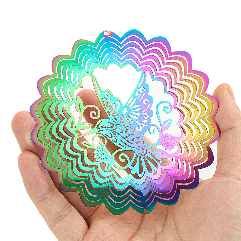 Gradient de culoare Colibri Wind Spinner Chimes Catcher Floarea-soarelui 3D Whirligigs Efect vizual magic Agățat curte Decor de grădină