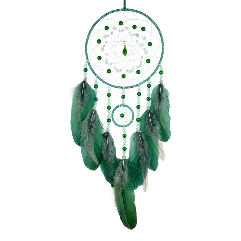 Ornamente pentru agățat pentru agățat de vise, clopoței de vânt cu pene verzi țesute manual, decor de perete pentru dormitor, Cadouri pentru festivaluri, accesorii pentru casă
