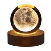 3d Луна Кристална топка Нощна светлина Орнамент Галактика Слънчева система Планети Космос Стъклена топка Домашен декор Детски кристални топки Led светлина