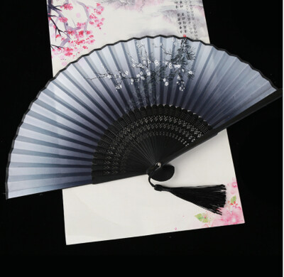 Evantai pliabil în stil retro, model japonez pentru femeie, artă retro din pânză, cadou artizanat, ornament pentru decorarea casei, ventilator de mână dansant