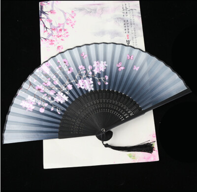 Evantai pliabil în stil retro, model japonez pentru femeie, artă retro din pânză, cadou artizanat, ornament pentru decorarea casei, ventilator de mână dansant