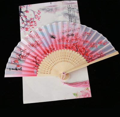 Evantai pliabil în stil retro, model japonez pentru femeie, artă retro din pânză, cadou artizanat, ornament pentru decorarea casei, ventilator de mână dansant