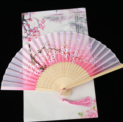 Evantai pliabil în stil retro, model japonez pentru femeie, artă retro din pânză, cadou artizanat, ornament pentru decorarea casei, ventilator de mână dansant