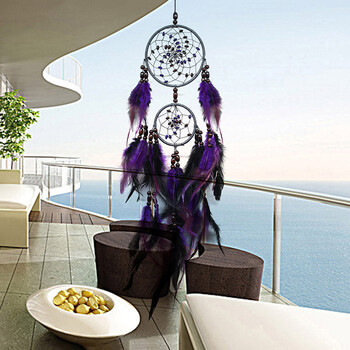 Ροζ Dreamcatcher Feather Bead Διακοσμητικό τοίχου για γραφείο σπιτιού - Χειροποίητο Beauty for Good Dreams Στολίδι κρεβατοκάμαρας Wind Chime