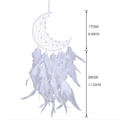 Decor de perete cu mărgele de pene pentru apărător de vise roz pentru biroul de acasă - Ornament de clopoțel de vânt pentru dormitor, frumusețe lucrată manual pentru vise bune