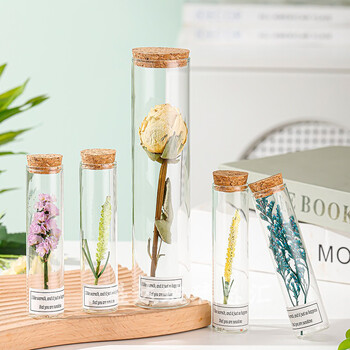 Clear Glass Bottle with Cork Stopper Dry Flower Storage Bottle Wishing Drifting Bottles for Wedding Favors Decor Party DIY Craft