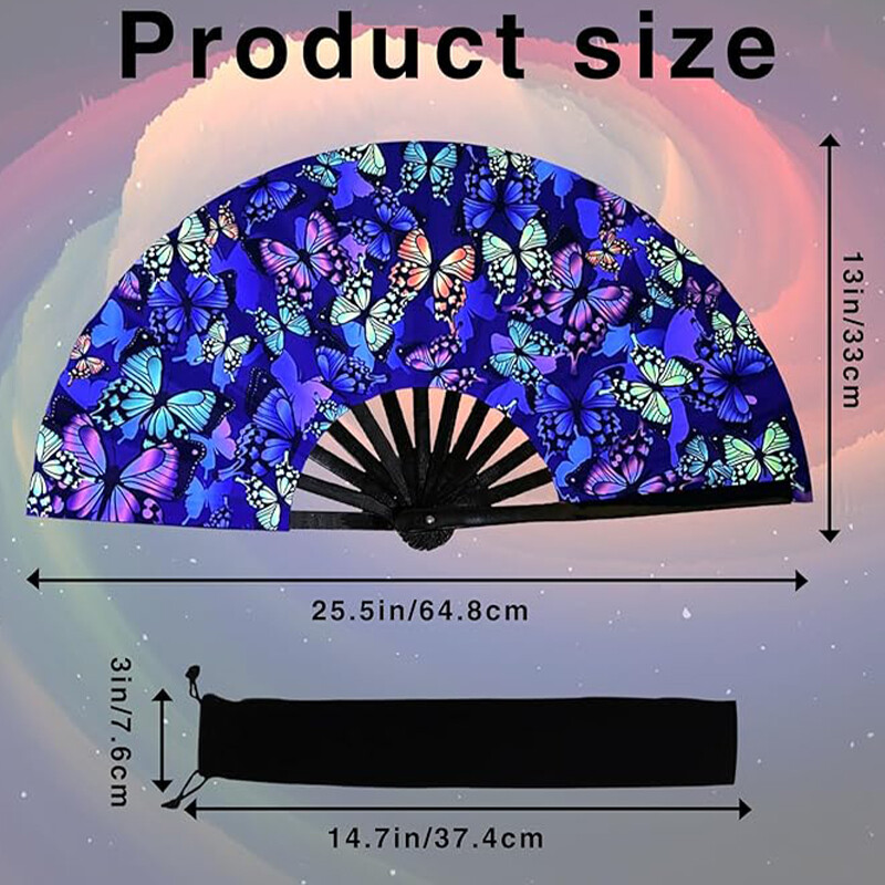 Un fluture colorat evantai mare pliabil de mână pentru carnavalul carnavalului